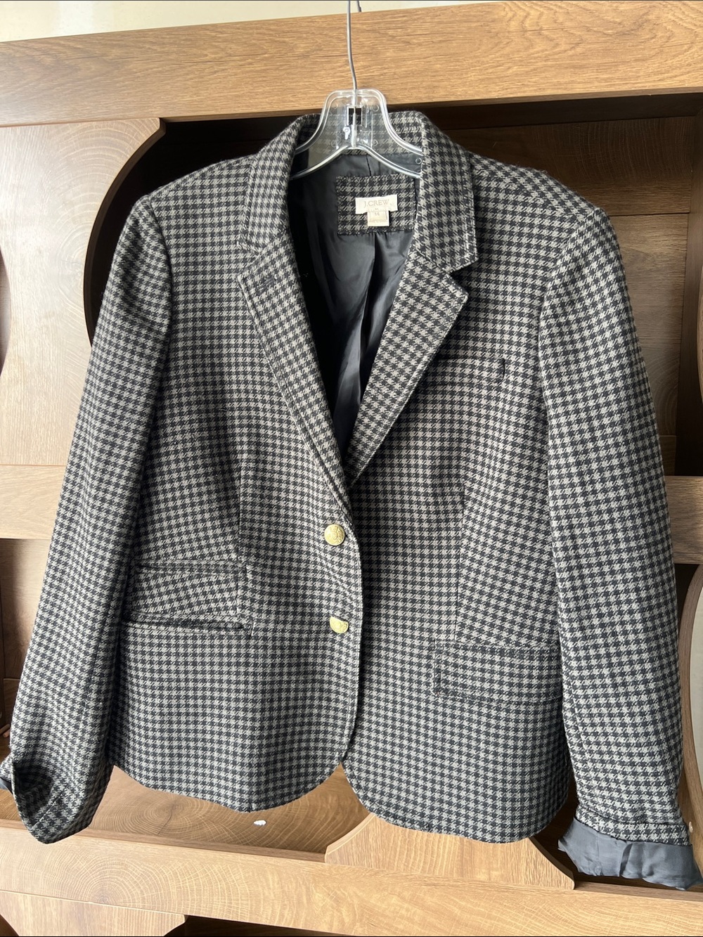 J.Crew Women's Houndstooth Blazer Jacket - Black & Gray